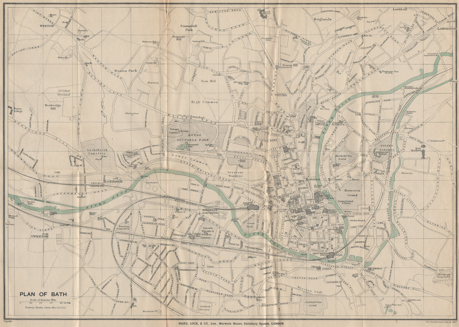 BATH vintage town/city plan. Somerset. WARD LOCK 1919 old antique map chart